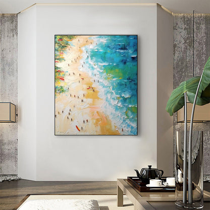 Gold Abstract Beach Seascape Wall Art Oil Painting