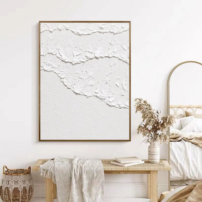 White Waves Abstract Painting – 3D Textured Wall Art