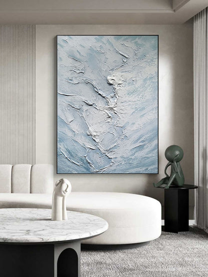 Textured Blue Sea Wave Painting – Large Abstract Wall Art – Abstract Seascape Art