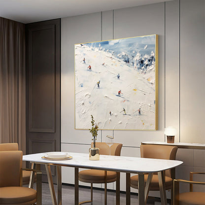 White Abstract Wall Art – Ski Sport