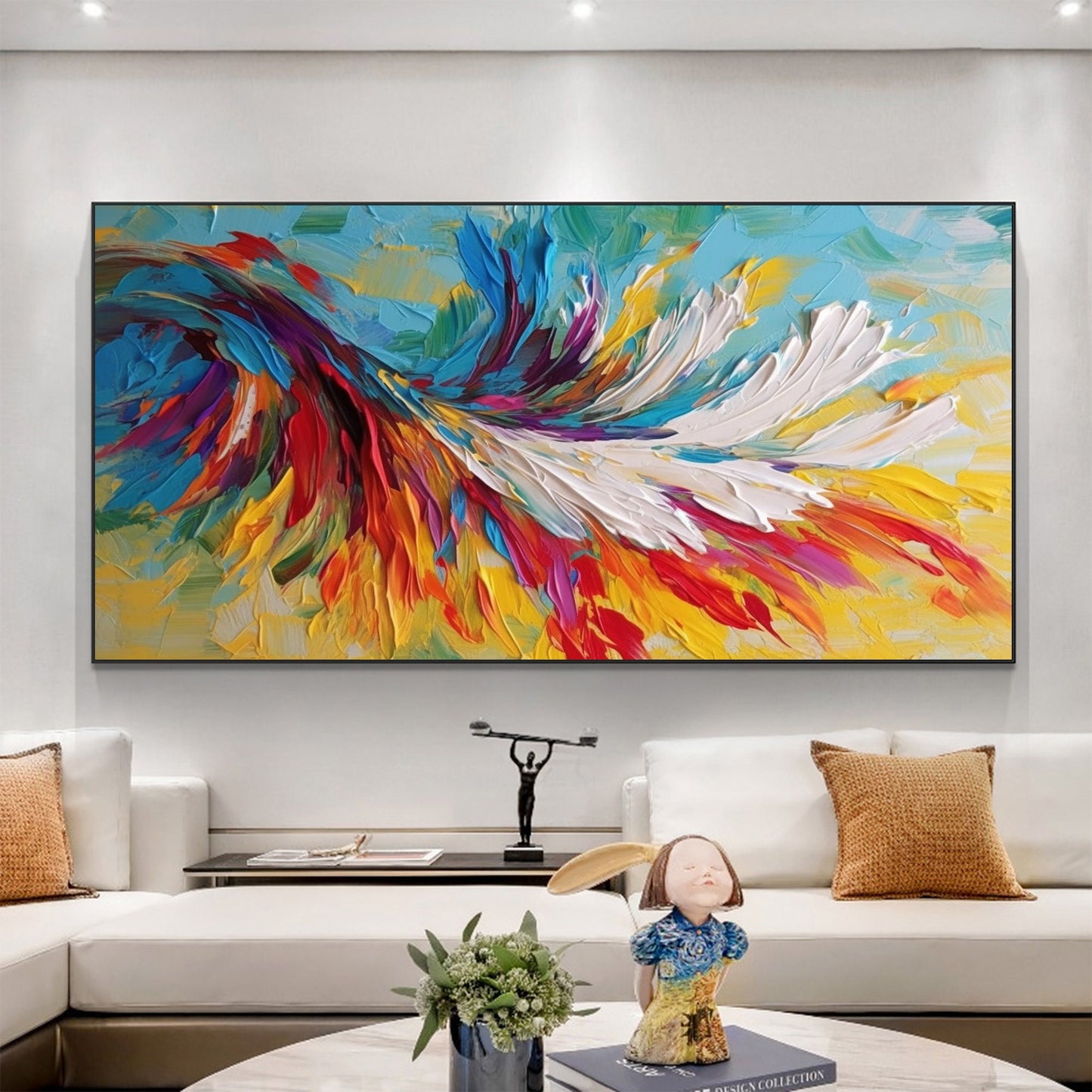 Large – Colorful Bird Animal Wall Art | Abstract Oil Painting, view 1