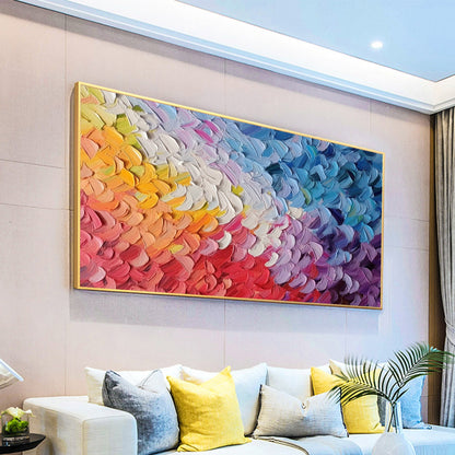 Abstract Colorful Feathers Oil Painting, Large Wall Art, Custom – Colorful Bird Animal Wall Art | Abstract Oil Painting, view