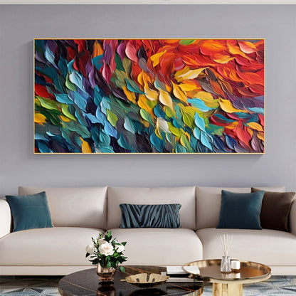 Colorful Feathers Oil Painting on Canvas, Abstract Wall Decor – Colorful Bird Animal Wall Art | Abstract Oil Painting, view 5