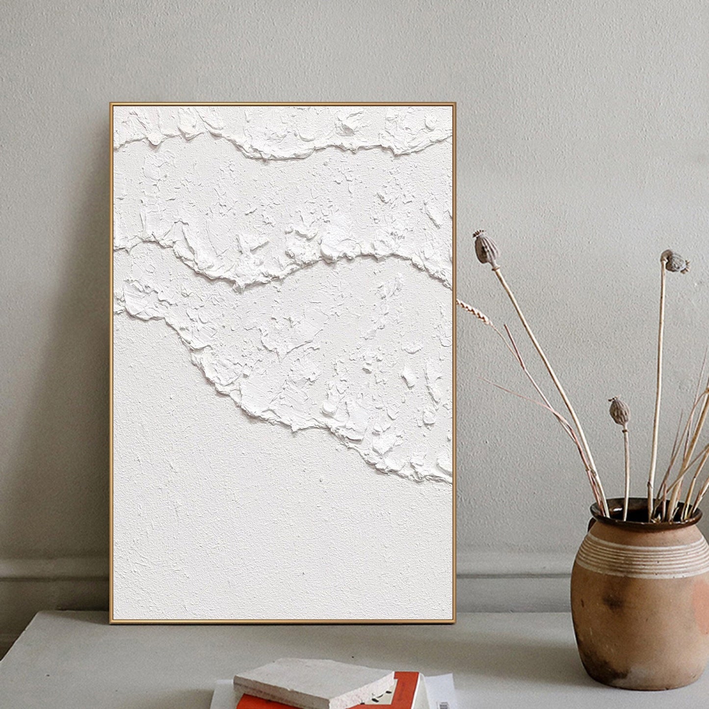 White Waves Abstract Painting – 3D Textured Wall Art