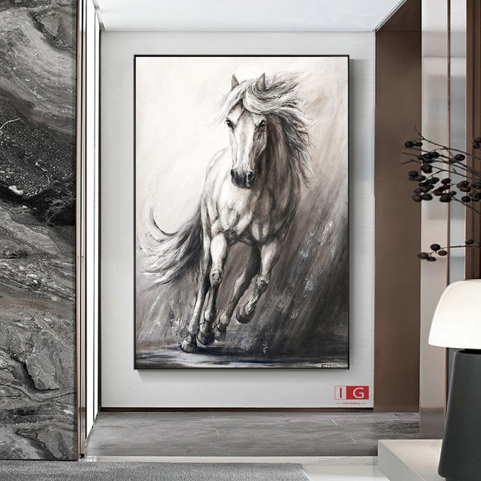 Horse Painting Animal Painting Running Horse Painting Horse Oil Painting Large – Abstract Animal Art