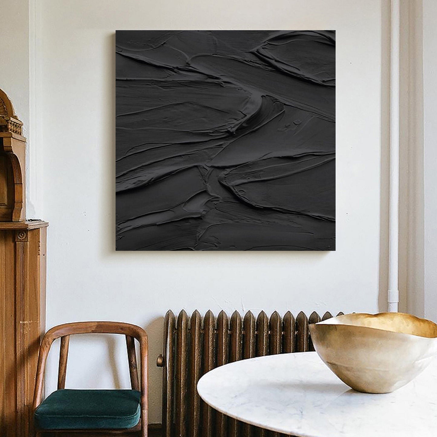 Black 3D Textured Wall Art – Minimalist Painting – Abstract Painting