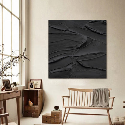 Black 3D Textured Wall Art – Minimalist Painting – Abstract Painting