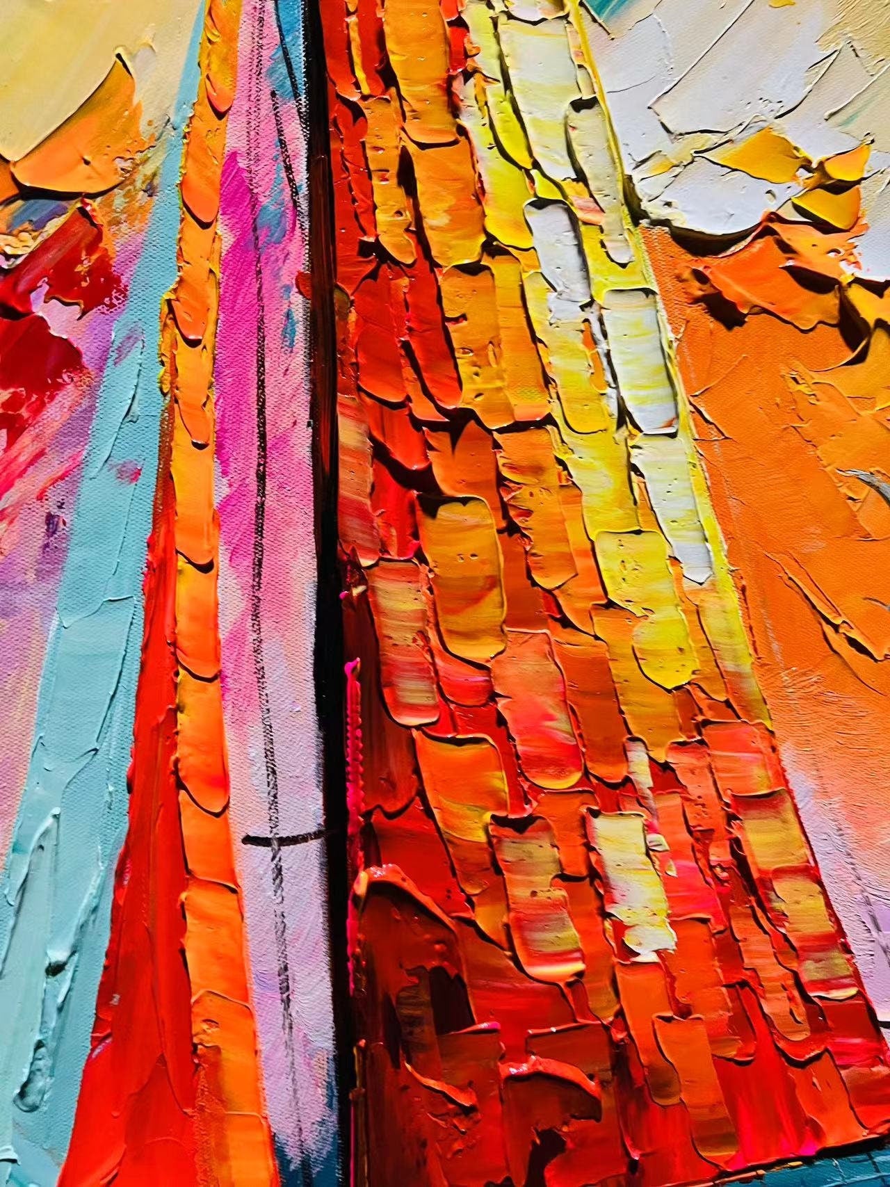 Original Sailboat – Colorful Sailboat Seascape Wall Art | Abstract Hand-Painted Oil Painting, view 3