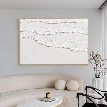 Minimalist White 3D Textured Abstract Painting – Modern Wall Art