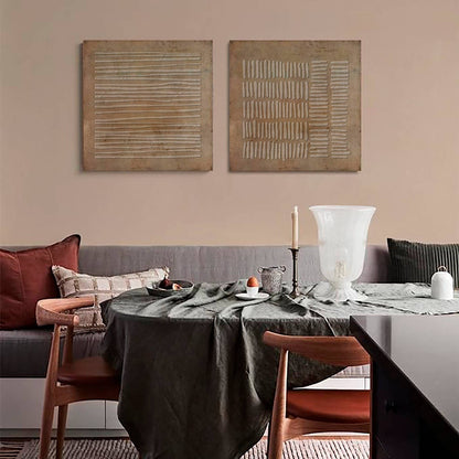 Wabi Sabi Wall Art Set of 2 Brown Plaster Canvas Painting for Living Room