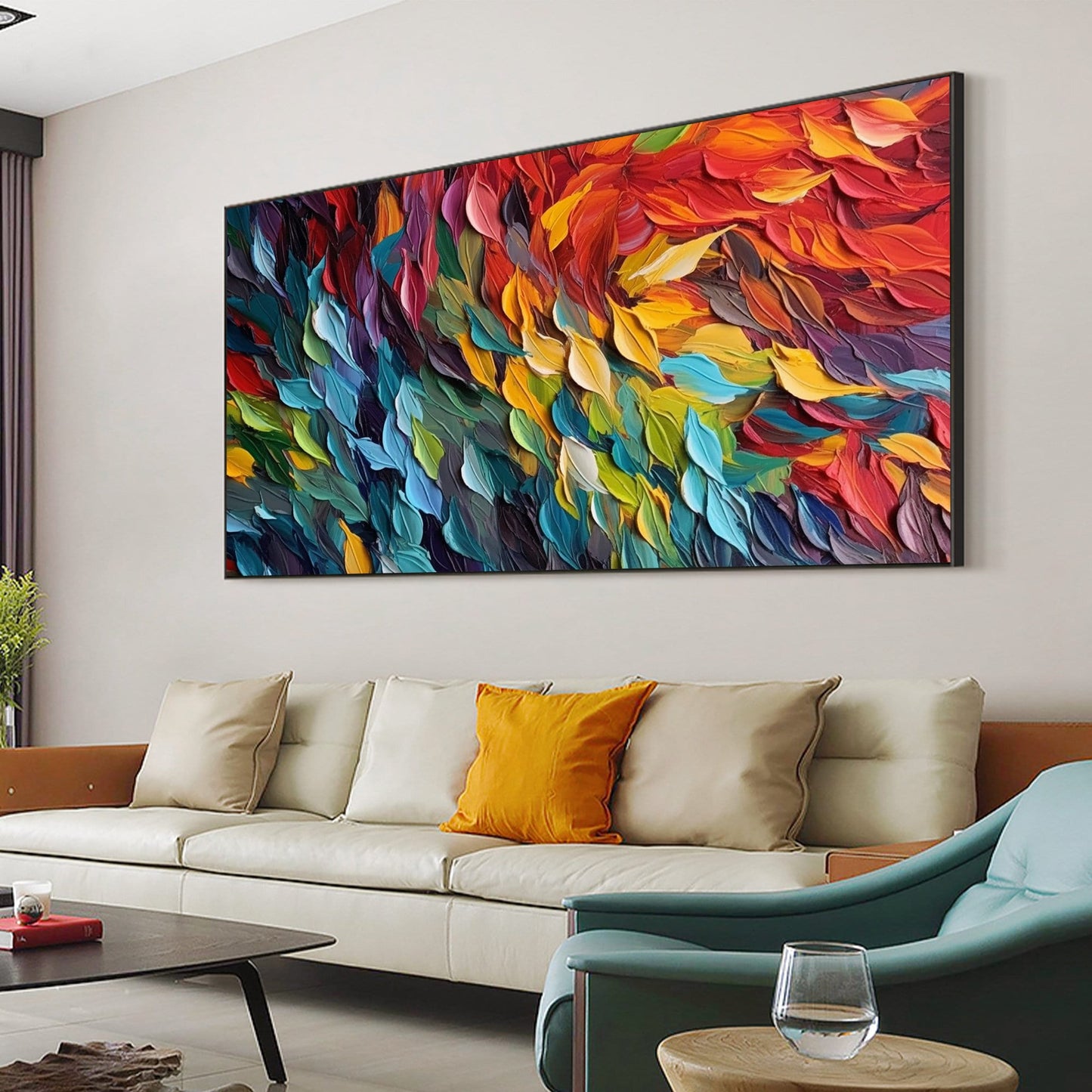Colorful Abstract Bird Oil Painting – Animal Wall Art