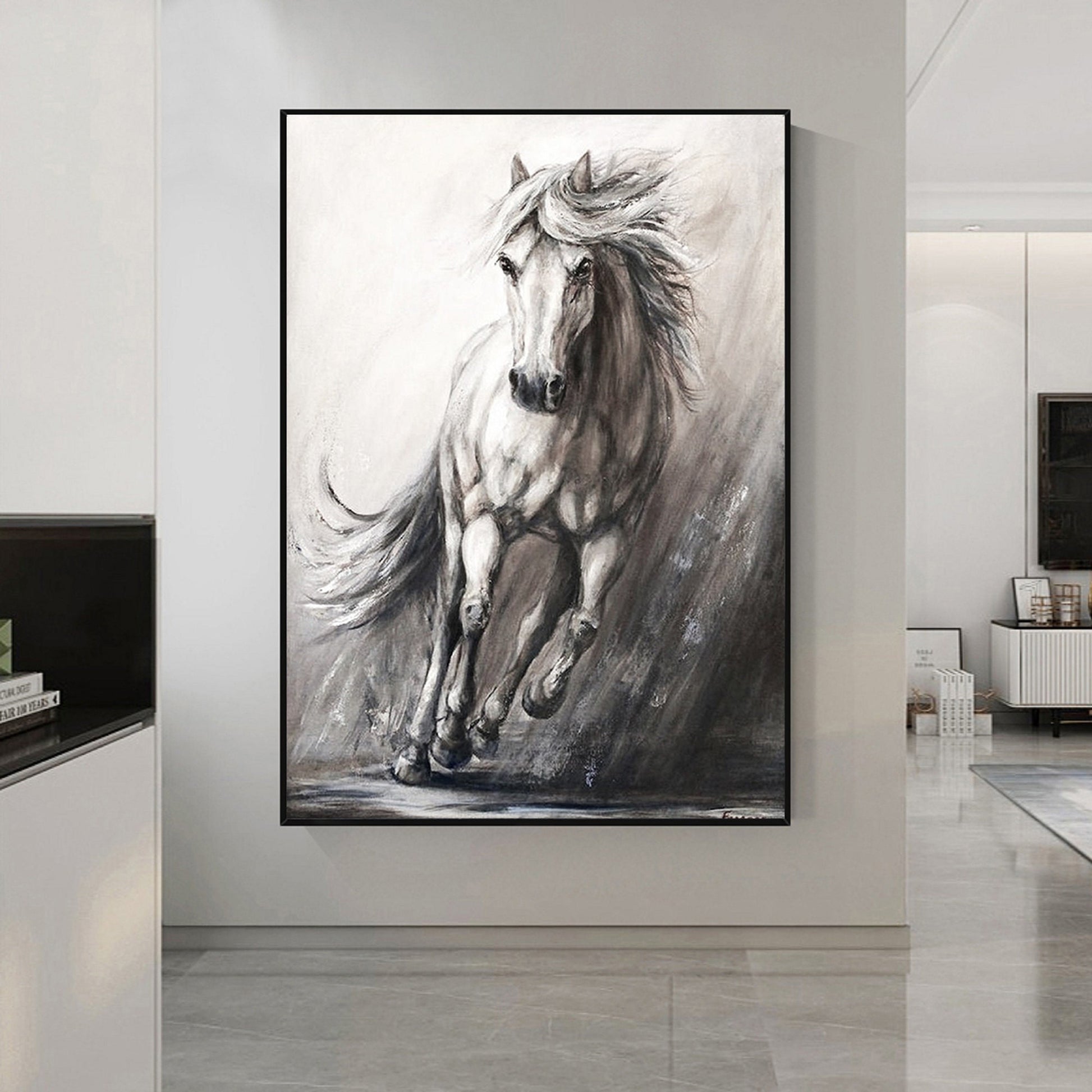 Horse Painting Animal Painting Running Horse Painting Horse Oil Painting Large – Abstract Animal Art