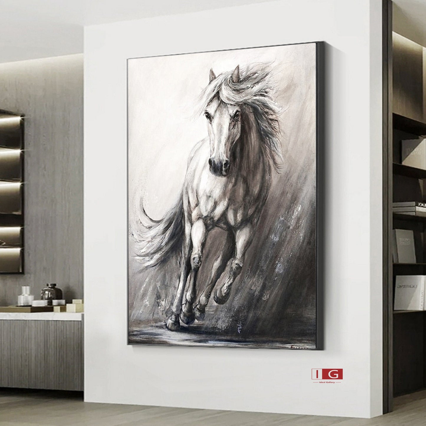 Horse Painting Animal Painting Running Horse Painting Horse Oil Painting Large – Abstract Animal Art
