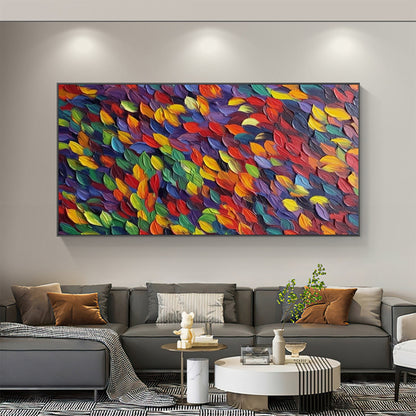 Original Rainbow – Botanical Leaf Wall Art | Abstract Impasto Hand-Painted Painting, view 2
