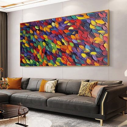Original Rainbow – Botanical Leaf Wall Art | Abstract Impasto Hand-Painted Painting, view 4