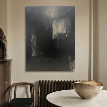 Large Black Abstract Painting – Textured Wabi-Sabi Wall Art