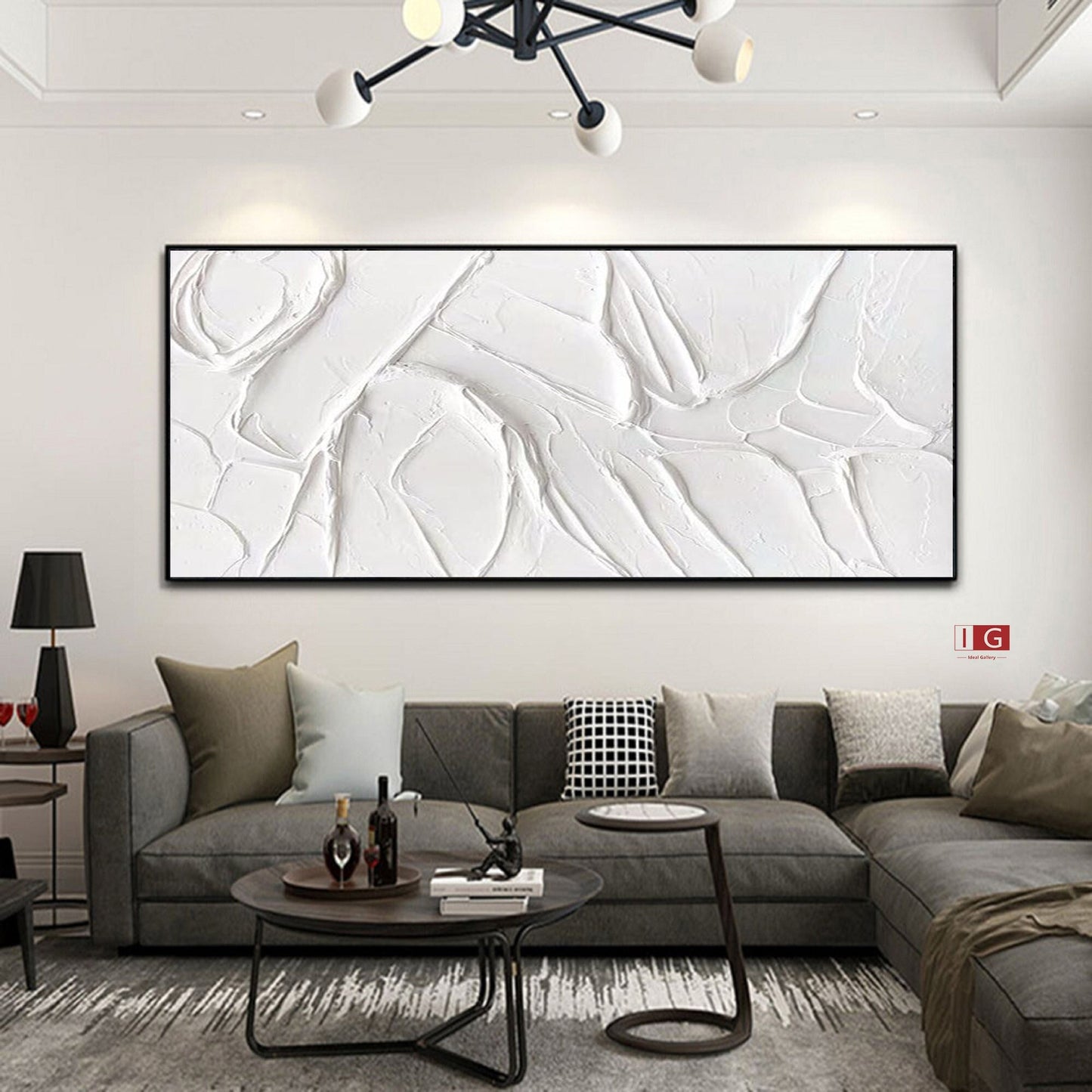 white plaster art plaster art on canvas white minimalist painting white – Abstract Painting