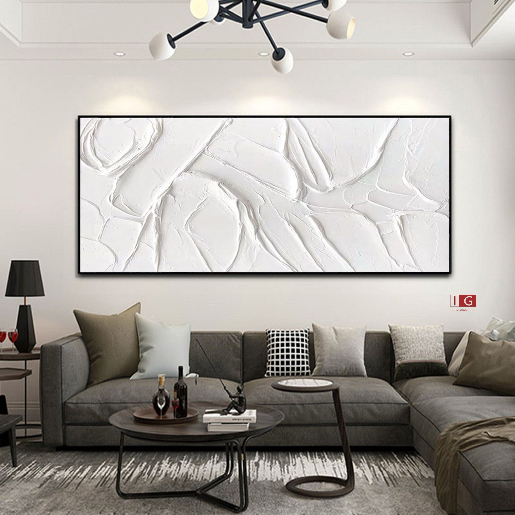 white plaster art plaster art on canvas white minimalist painting white – Abstract Painting