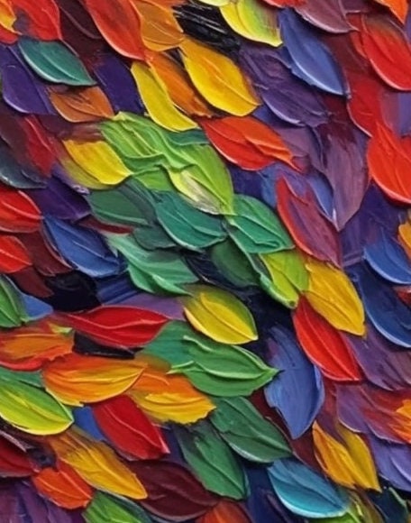 Original Rainbow – Botanical Leaf Wall Art | Abstract Impasto Hand-Painted Painting, view 3