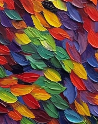 Original Rainbow – Botanical Leaf Wall Art | Abstract Impasto Hand-Painted Painting, view 3
