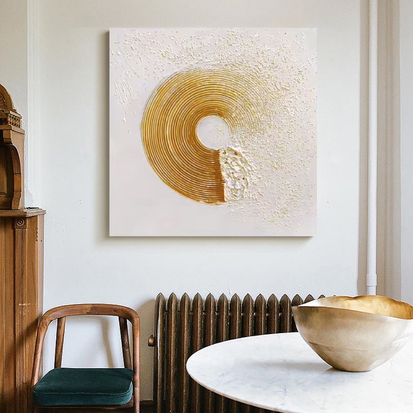 Gold Texture Painting – Abstract Plaster Art on Canvas – Personalized Gift – Custom Painting