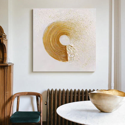 Gold Texture Painting – Abstract Plaster Art on Canvas – Personalized Gift – Custom Painting
