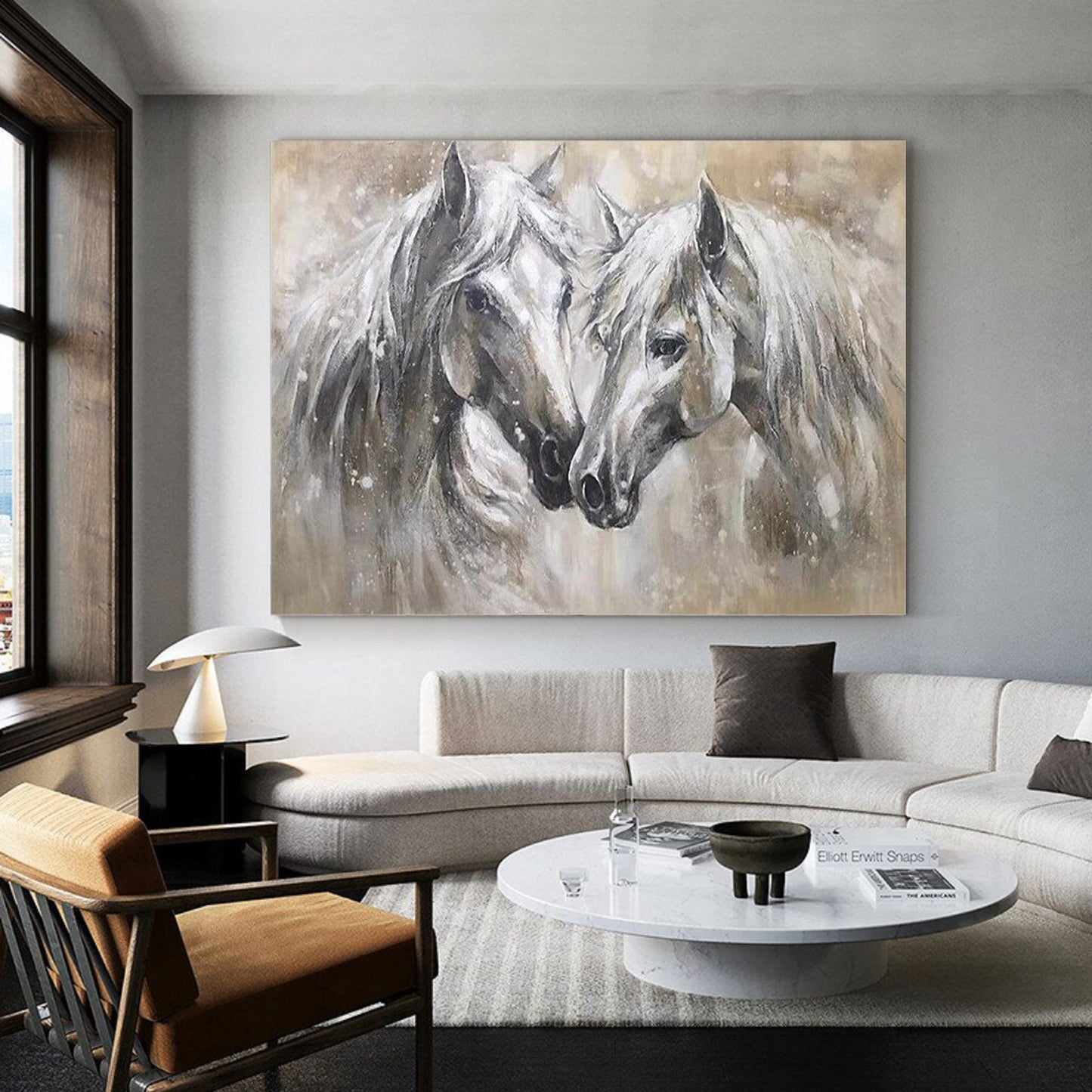 Abstract Horse Oil Painting – Large Animal Wall Art – Abstract Animal Art
