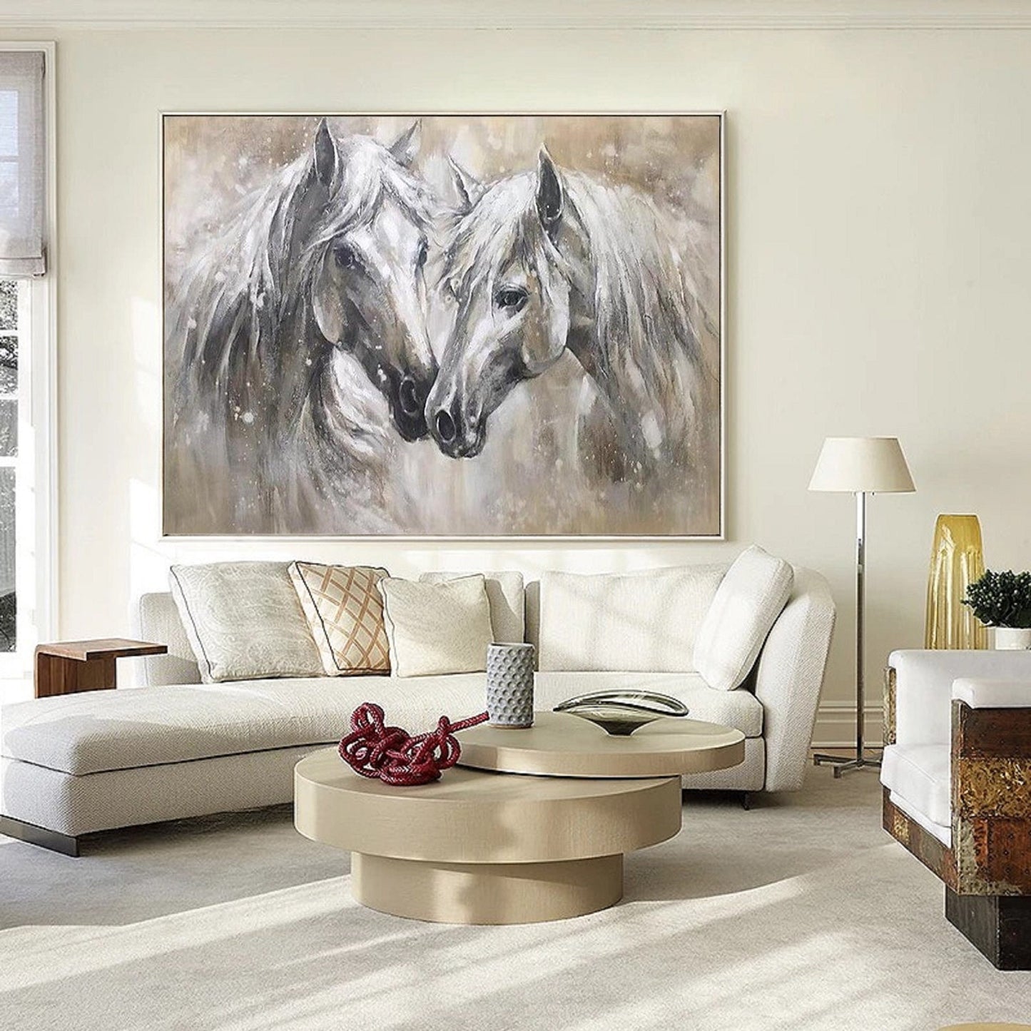 Abstract Horse Oil Painting – Large Animal Wall Art – Abstract Animal Art
