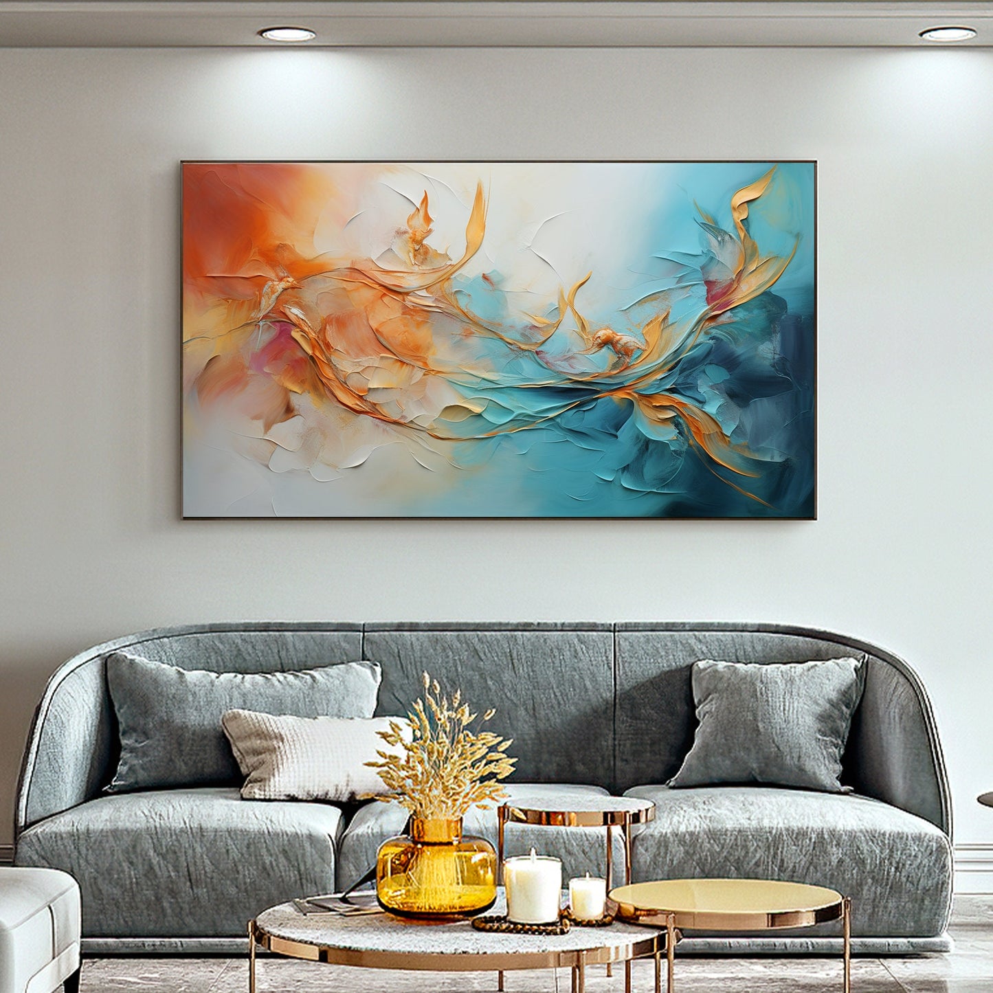 Colorful Abstract Floral Wall Art – Framed