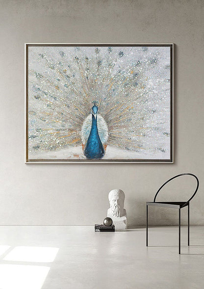 Hand-painted Peacock Oil Painting on Canvas, Large Abstract Peacock Canvas Wall Art, Original Animal Wall Art for Living Room, Bedroom Décor