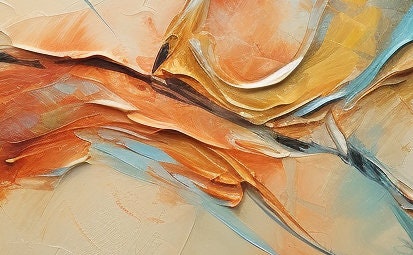 Original Framed – Large Blue and Orange Abstract Wall Art | Impasto Hand-Painted Oil Painting, view 3