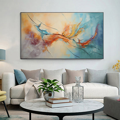 Large Blue and Orange Impasto Abstract Wall Art – Original Framed