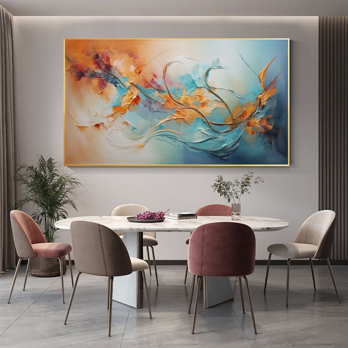 Colorful Abstract Floral Wall Art – Framed