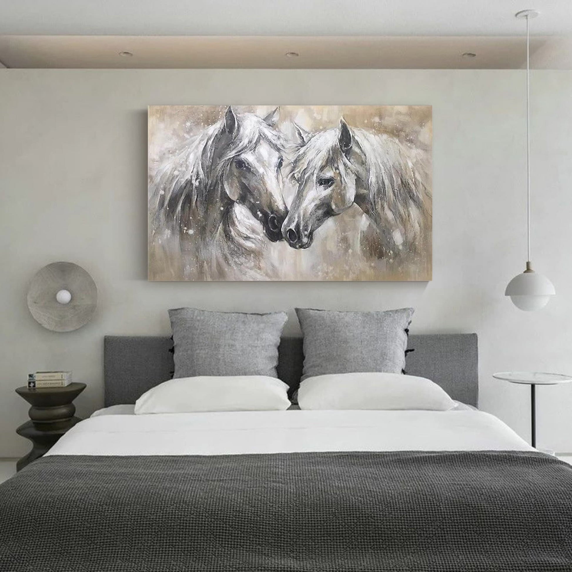 Abstract Horse Oil Painting – Large Animal Wall Art – Abstract Animal Art