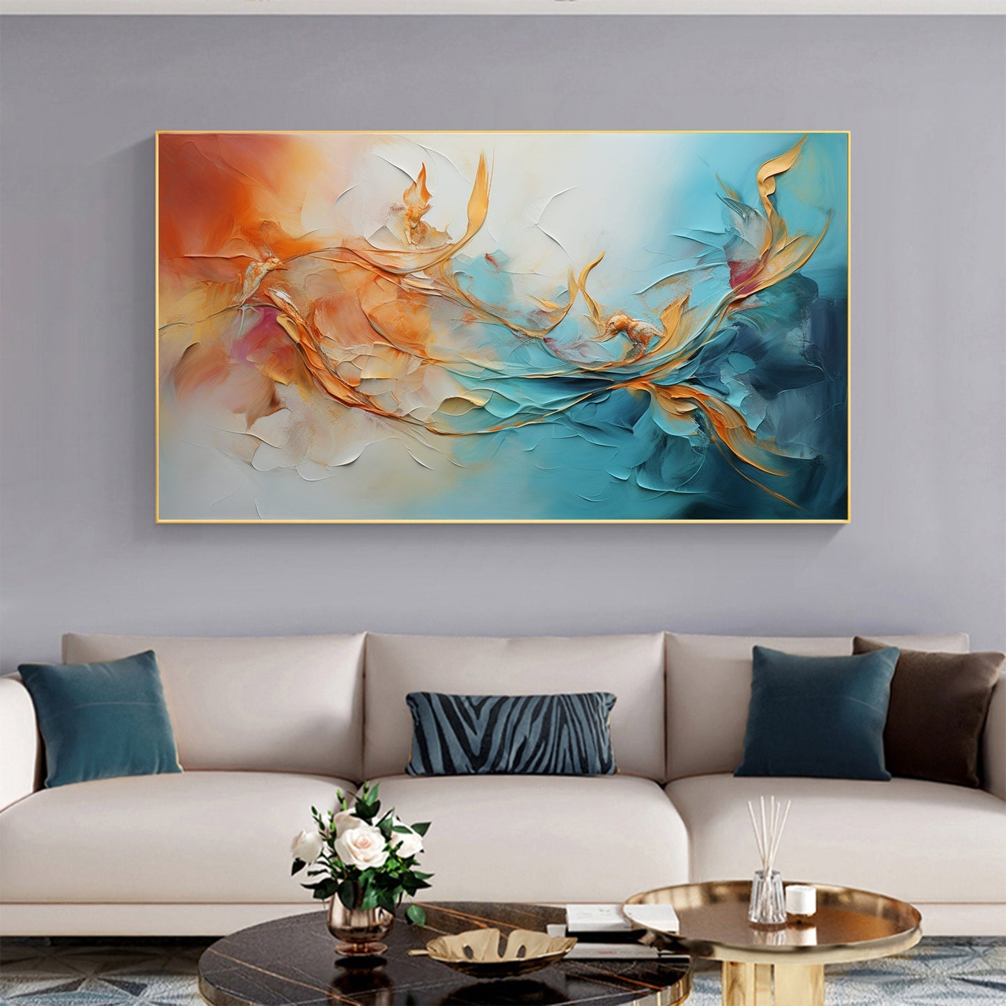 Colorful Abstract Floral Wall Art – Framed