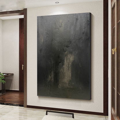 Large Black Abstract Painting – Wabi-Sabi Wall Art