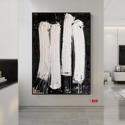 Black and White Textured Abstract Painting – Contemporary Wall Art