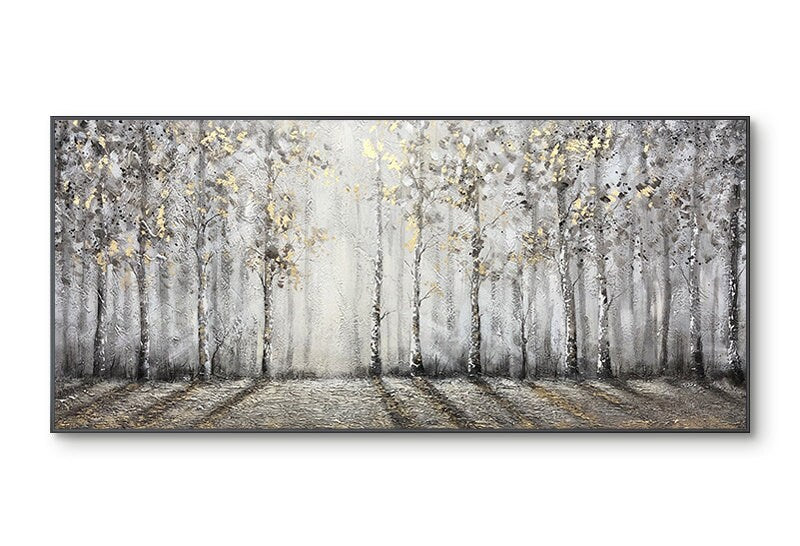 Abstract Birch Trees Oil Painting on Canvas, Original Hand-painted Landscape Canvas Art, Modern Forest Wall Art for Living Room, Home Décor