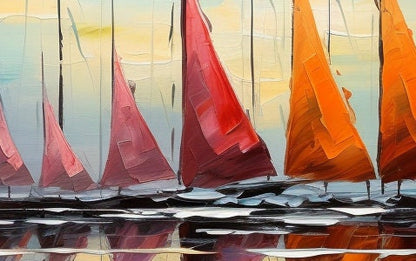 Original Sailboats – Colorful Sailboat Abstract Wall Art | Oil Painting, view 3