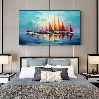 Original Sailboats – Colorful Sailboat Abstract Wall Art | Oil Painting, view 5