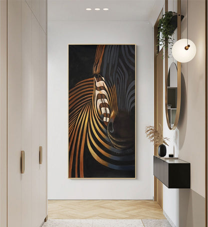 Abstract Colorful Zebra Oil Painting on Canvas, Large Original Zebra Canvas Wall Art, Hand-painted Animal Painting for Living Room Kids Room