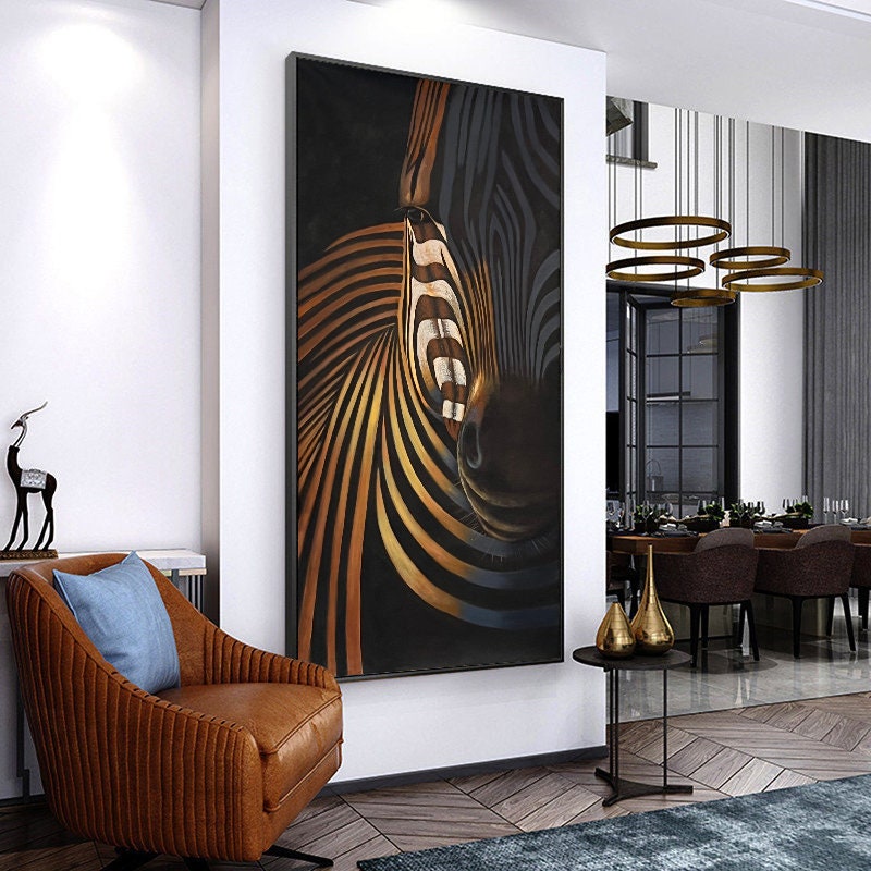 Abstract Colorful Zebra Oil Painting on Canvas, Large Original Zebra Canvas Wall Art, Hand-painted Animal Painting for Living Room Kids Room