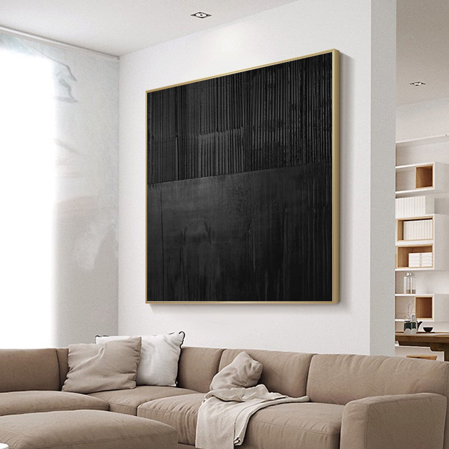 Black textured Wall Art Black plaster Wall Art Black Wabi-Sabi Wall Art Large – Abstract Painting