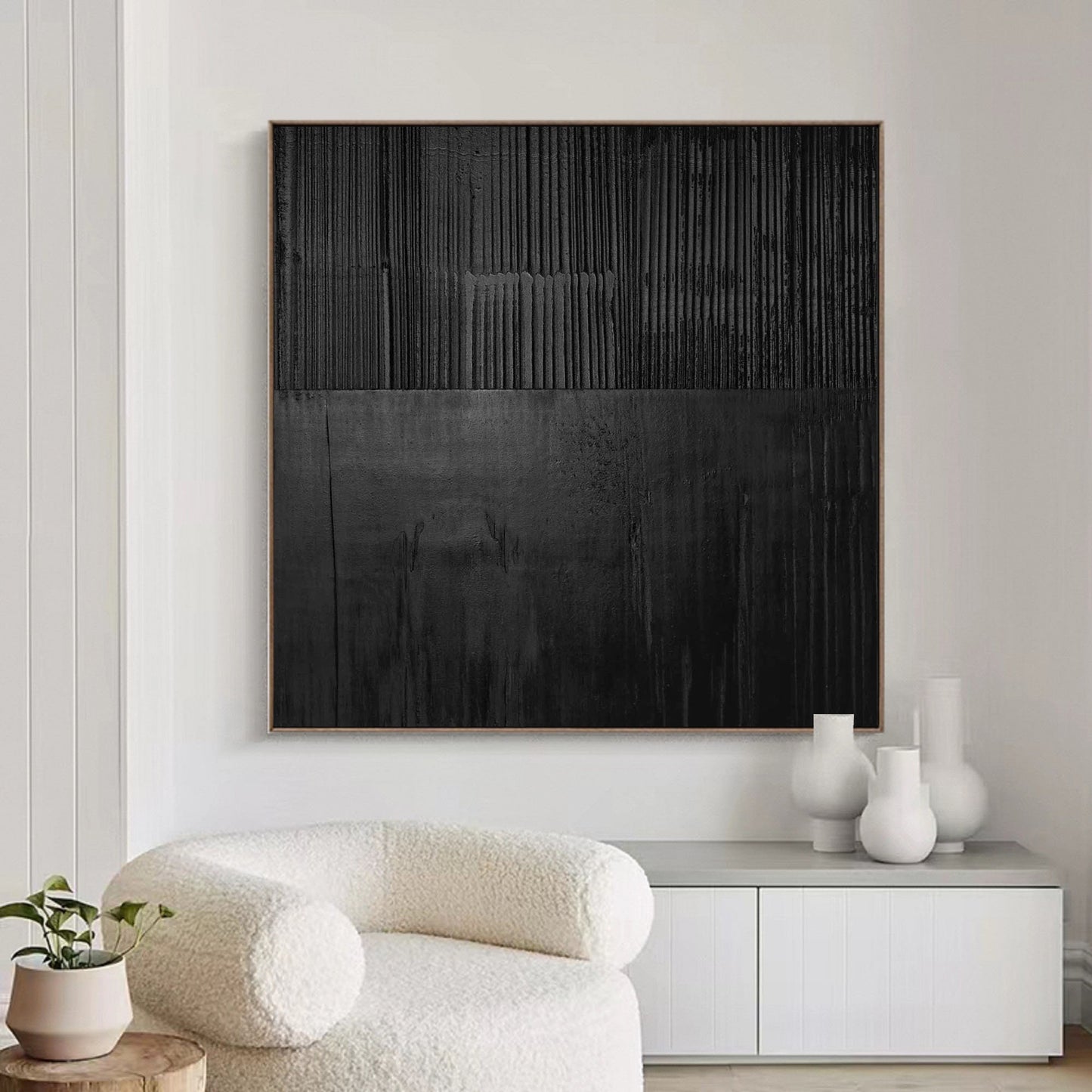 Black textured Wall Art Black plaster Wall Art Black Wabi-Sabi Wall Art Large – Abstract Painting