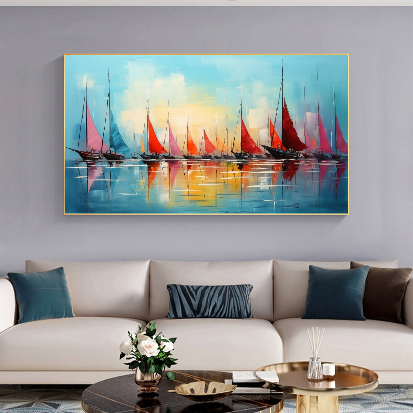 Colorful Sailboat Abstract Wall Art