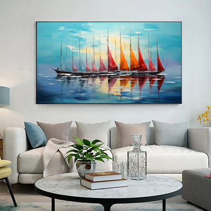 Original Sailboats – Colorful Sailboat Abstract Wall Art | Oil Painting, view 4