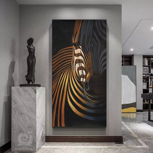 Abstract Colorful Zebra Oil Painting on Canvas, Large Original Zebra Canvas Wall Art, Hand-painted Animal Painting for Living Room Kids Room