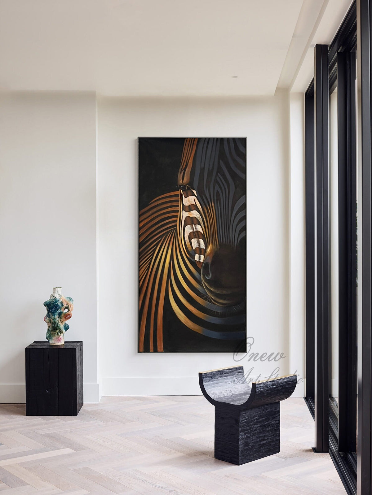 Abstract Colorful Zebra Oil Painting on Canvas, Large Original Zebra Canvas Wall Art, Hand-painted Animal Painting for Living Room Kids Room