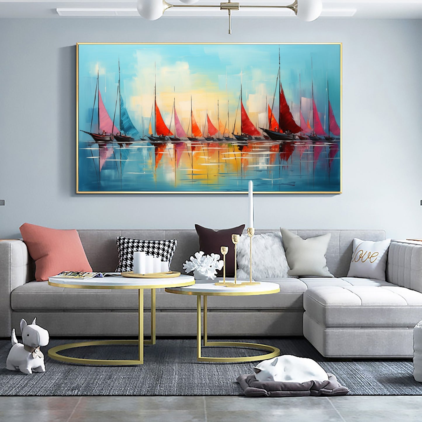 Colorful Sailboat Abstract Wall Art