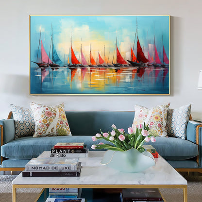 Colorful Sailboat Abstract Wall Art